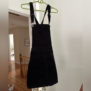 Corduroy Skirt Overall in Black